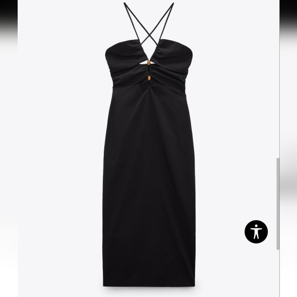 NWT Zara Black Beaded Strappy Maxi Dress - Picture 4 of 10